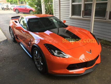 2018 - 2019 Sebring Orange C7 Corvette Grand Sport with 3M carbon flash hood stinger stripe