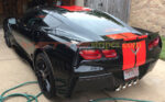 Black C7 Corvette Stingray with red GM full racing stripes