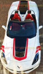 White C7 Corvette Stingray convertible with GT1 center stripes
