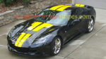 Black C7 Corvette with yellow ME3 stinger stripe and full front option