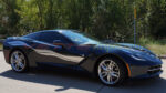 Night race blue c7 corvette stingray with blade silver side stripe graphic decals