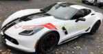White C7 Grand sport with red and carbon flash ME fender hash marks stripes