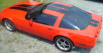 Red C4 Corvette with black CE stripes