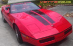 Red C4 Corvette convertible with black CE1 stripe