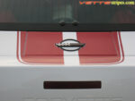 White C4 Corvette with metallic maple red CE stripes
