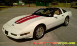 White C4 Corvette with red and black CE stripes