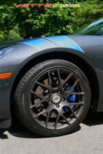 C6 Corvette Grand Sport fender hash marks stripe in bright blue and silver