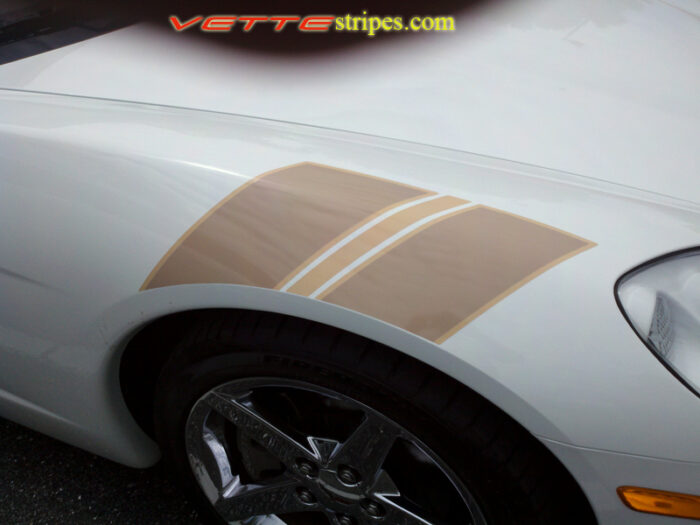 C6 Corvette Grand Sport fender hash marks stripe in cashmere and buckskin
