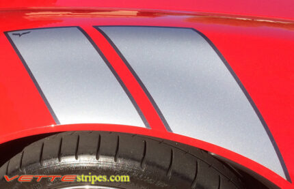 C6 Corvette Grand Sport fender hash marks stripe in silver and dark charcoal