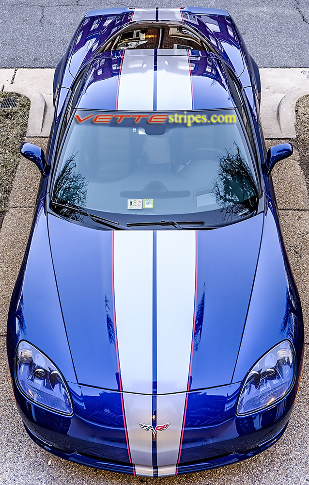 C6 Corvette Full Length Dual Racing 3 Stripe - Fit all C6's