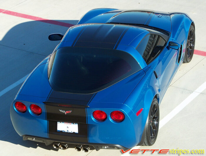 Jet stream blue C6 Corvette Z06 Grand Sport with black and black ME stripe