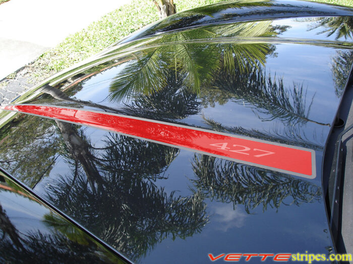 C6 Corvette Z06 Grand Sport red and matte black hood spear stripe