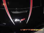 C6 Corvette Z06 Grand Sport red and silver hood spear stripe