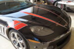 C6 Corvette Z06 Grand Sport red and silver hood spear stripe