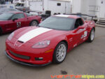 Red C6 Corvette Z06 Grand Sport with white only ME stripe