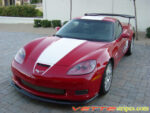 Red C6 Corvette Z06 Grand Sport with white only ME stripe