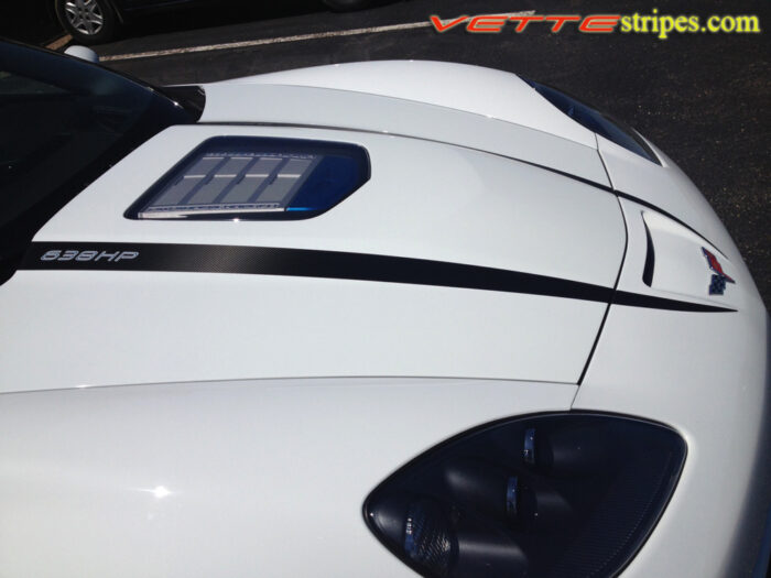 C6 Corvette ZR1 427 edition hood stripe graphic in carbon fiber with custom text