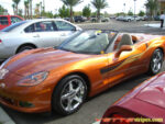 atomic orange C6 Corvette side stripe graphic in light gold and gunmetal