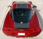 Magnetic red C6 Corvette coupe with medium charcoal and charcoal ME4 stripe