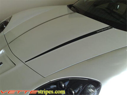 White C6 Corvette with black hood stripe 5