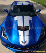 C7 Corvette Stingray laguna blue with metallic silver ME3 stinger stripe and back full rear bumper option