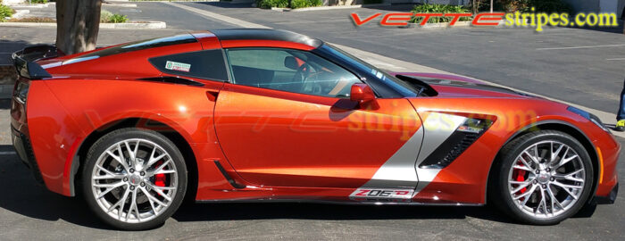 Crystal red C7 Corvette Z06 with aluminum Z07R side stripe
