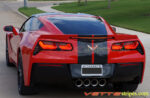 RedC7 corvette stingray with carbon flash GM full racing stripe and optional stingray logo cutout