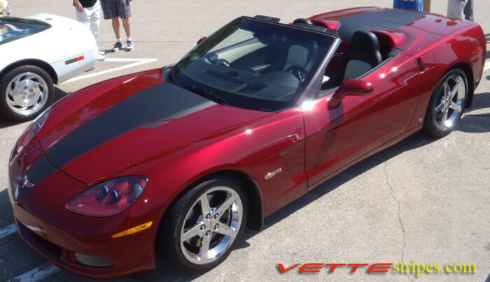 Conterey red C6 Corvette with flat black 427 edition stripe graphic decal