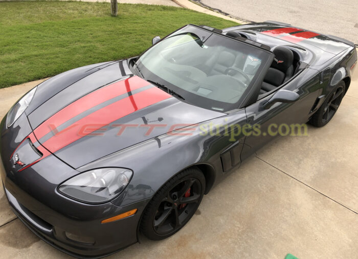 Cyber grey C6 corvette grand sport with red ME1 stripes