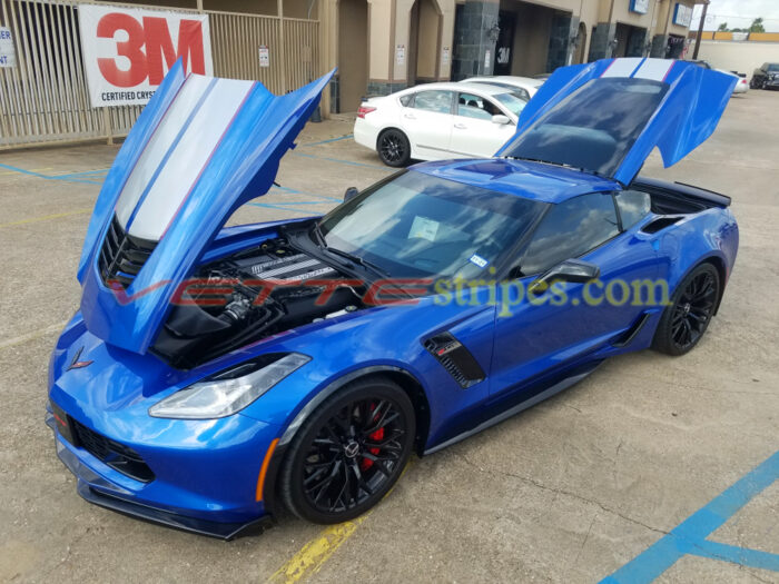 Elkhart Lake Blue C7 Z06 with 3M 1080 Gloss blade silver and red JE stripes