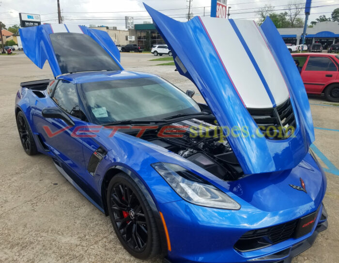 Elkhart Lake Blue C7 Z06 with 3M 1080 Gloss blade silver and red JE stripes
