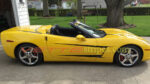 Yellow C6 Corvette coupe with gloss black side stripe 3 graphic decals
