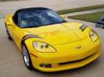 Yellow C6 with black and red fender hash marks stripe decal