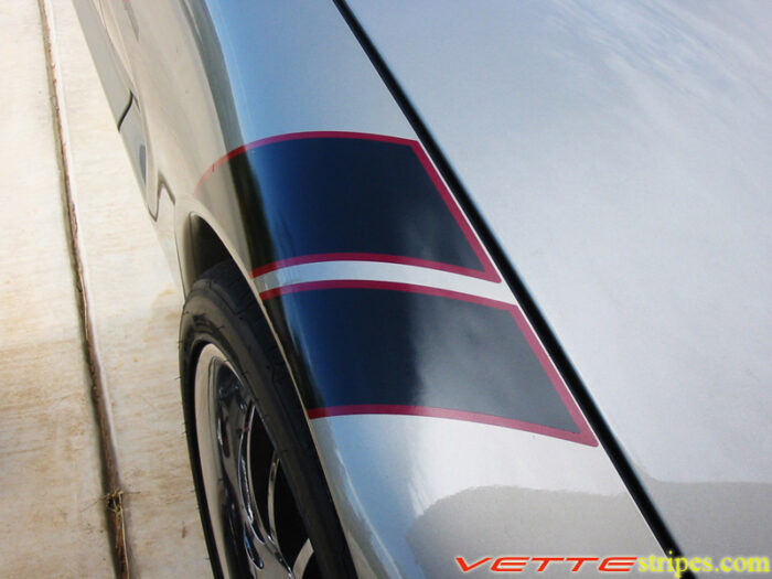 C5 Corvette GS RF fender hash mark stripe in black and red