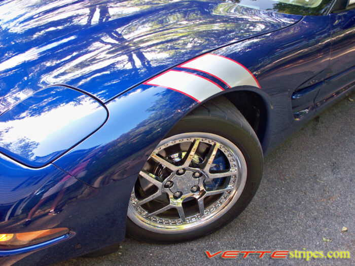 C5 Corvette GS RF fender hash mark in silver and red