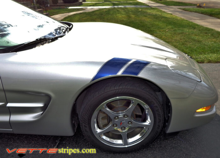 C5 Corvette Grand Sport RF fender hash mark in grand blue and gunmetal