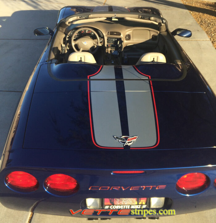 Lemans blue C5 Corvette with silver and red CE commemorative stripes