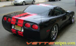 Black C5 Corvette Z06 with red racing stripe