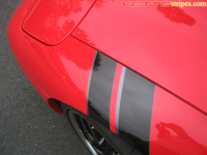 C5 Corvette black and dark charcoal fender hash mark stripe