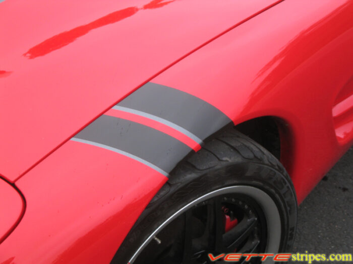 C5 Corvette black and dark charcoal fender hash mark stripe