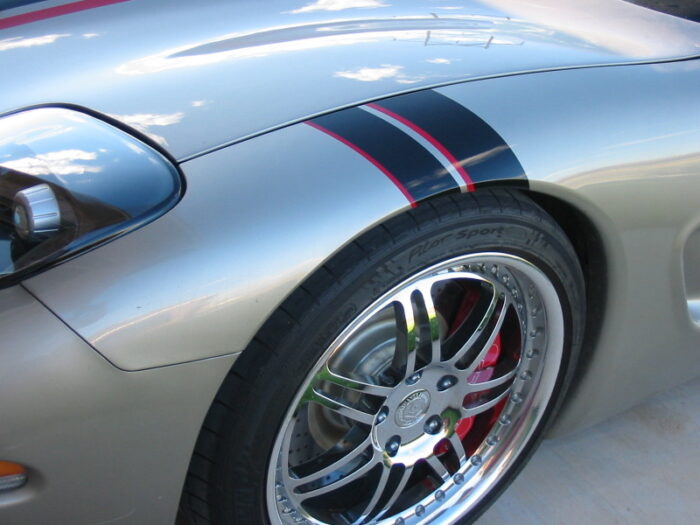C5 Corvette black and red fender hash mark stripe