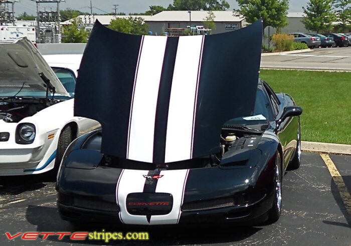 Black C5 Corvette with white full body racing stripe style 2
