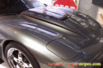 Cyber grey C5 Corvette with black hood spear stripe