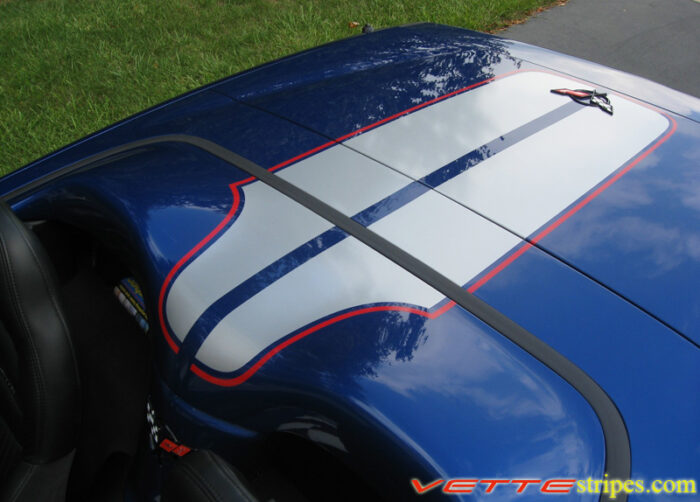 Electron blue C5 Corvette with silver and red CE commemorative stripes