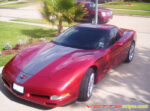 Mag red C5 Corvette with gunmetal classic 1 stripes