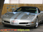 Pewter C5 Corvette convertible with silver racing stripe