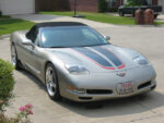 Pewter C5 Corvette with metallic black and red CE commemorative stripes