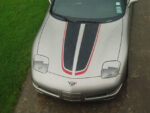 Pewter C5 Corvette with metallic black and red CE commemorative stripes