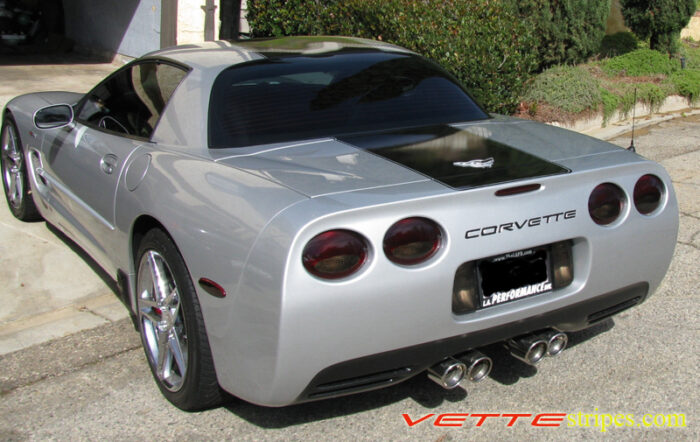 Silver C5 Corvette with black classic 1 stripes