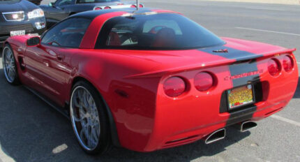 C5 Corvette torch red with black GrandSport stripe